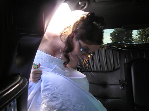 Trying to get into the limo