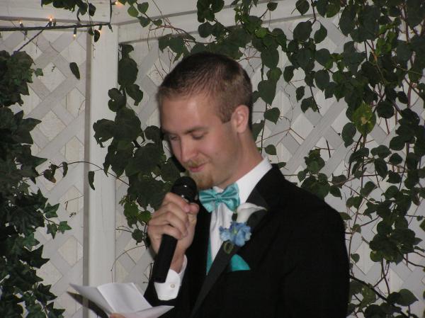Joel reading his vows